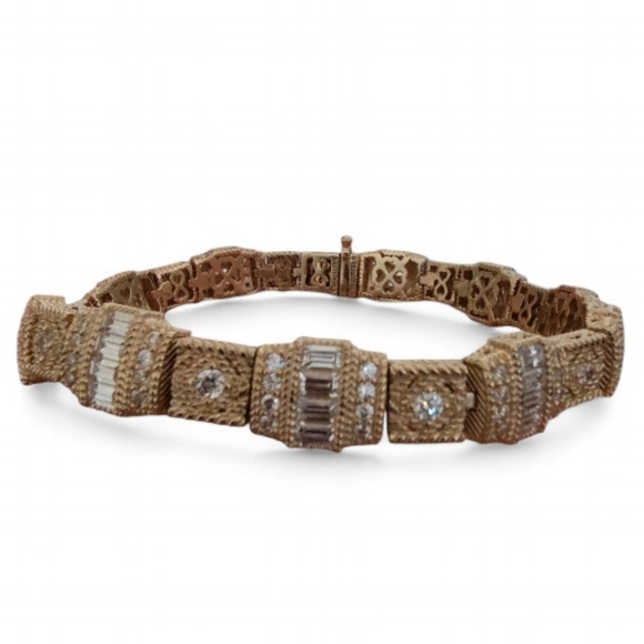 Judith Ripka Bella Luce® Sterling Silver Estate Link Bracelet – 14K Gold Clad - Picture 3 of 10